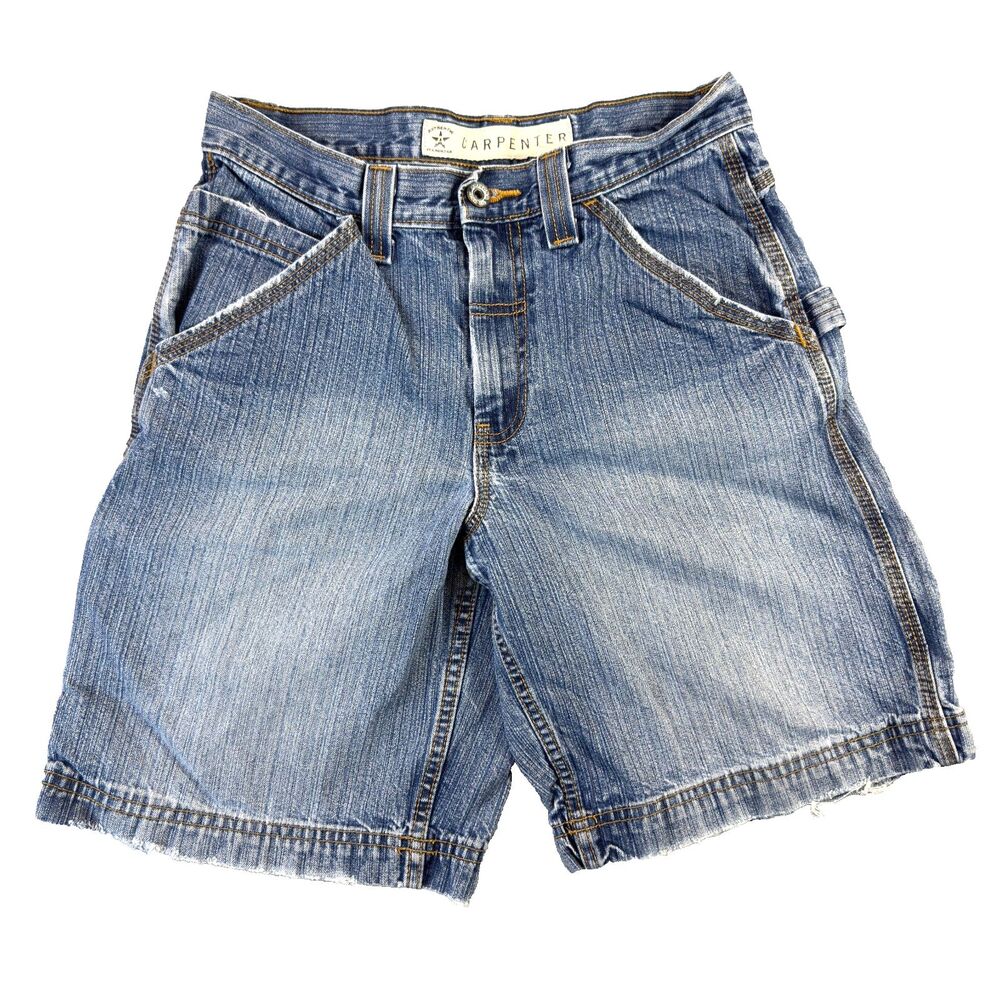 Arizona Jean Co Dungarees Shorts Juniors 10 Blue Denim Utility Carpenter Relaxed